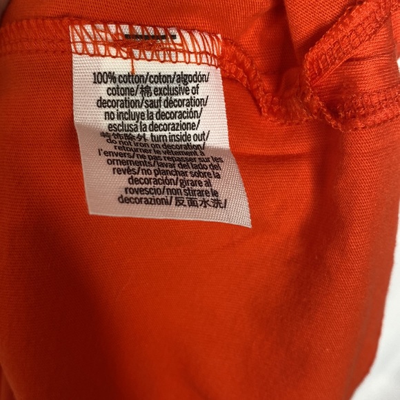 PINK Victorias Secret Short Sleeve Tee Orange White Trim Crew Neck Campus Large - Picture 8 of 9